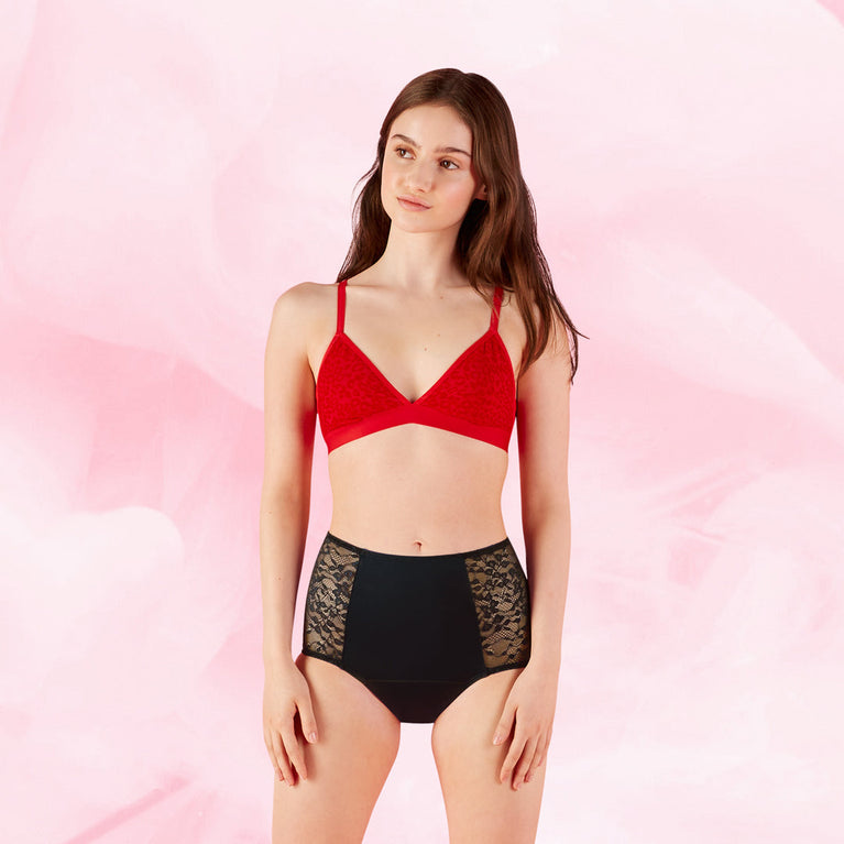 High Waist Floral Light Black Period Pants