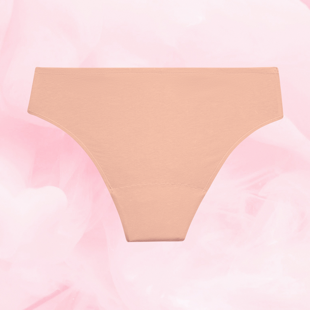 Close-up of ComfortFit Essentials Brazilian Moderate underwear, showcasing its slimline edges and snug fit, designed for discreet, long-lasting period protection.