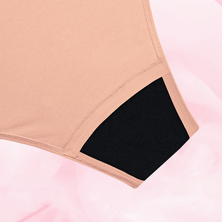 Close-up of ComfortFit Essentials Brazilian Moderate period pants, highlighting the slimline edges and seamless fabric designed for comfort and reliable protection.