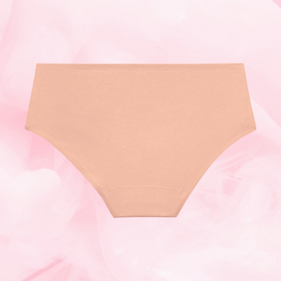 ComfortFit Essentials Hipster Light period pants, high-waisted with slimline edges, designed for comfort and reliable 12-hour protection, featuring a tailored gusset for a secure fit.