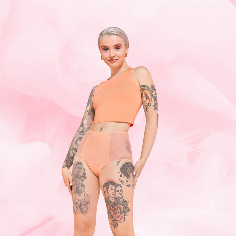 High Waist Dots Heavy Apricot Period Pants