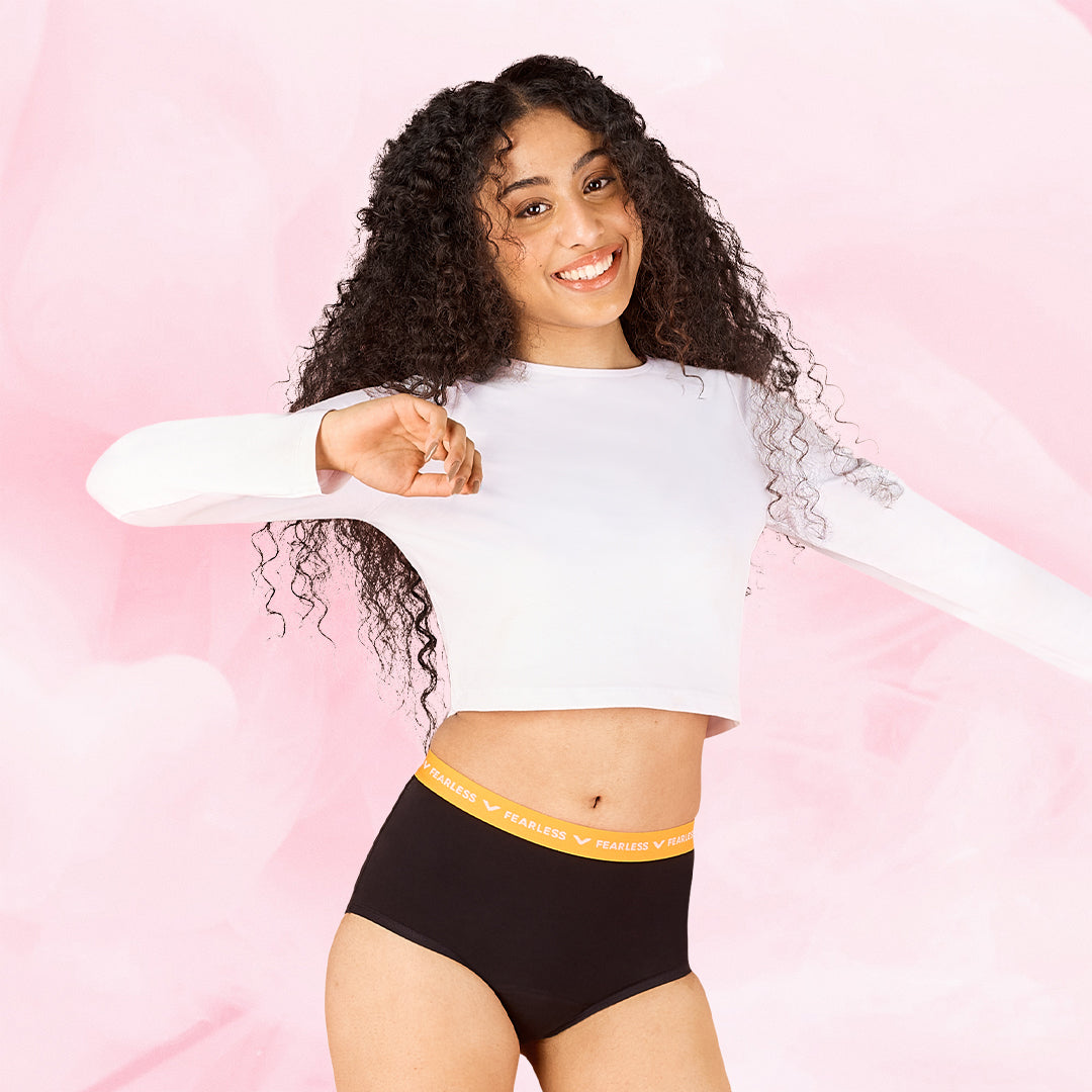 Teen Brief Logo Waistband Moderate Black Period Pants