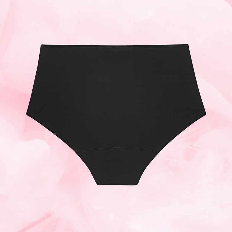 ComfortFit High Waist Moderate period pants with high waist design, providing reliable 12-hour protection, featuring slimline edges and ComfortFit gusset for a discreet fit.
